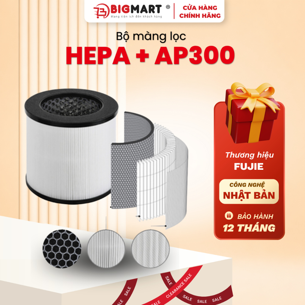 Bộ màng lọc 3M (Mỹ) H13 HEPA + than hoạt tính FujiE AP300