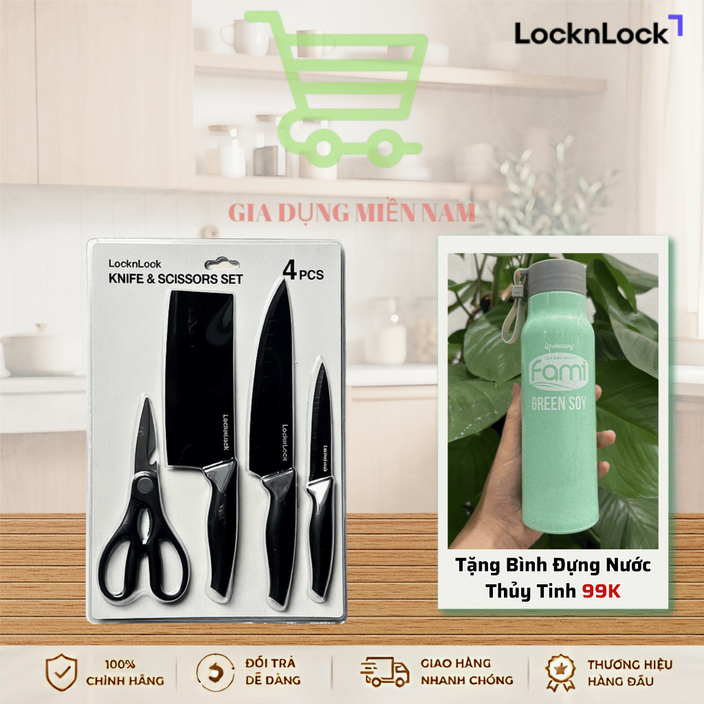 Vỉ dao nhà bếp LocknLock CKK106S4 (4 món, màu đen)