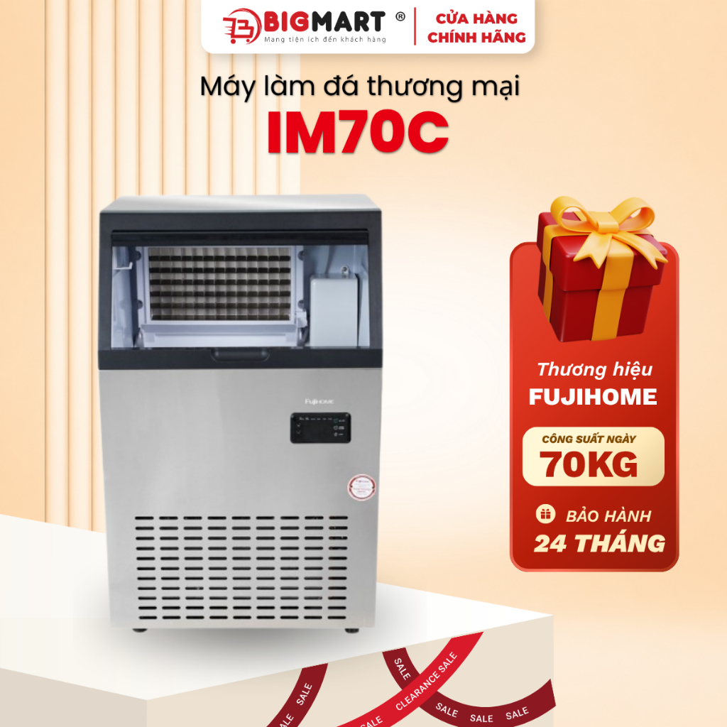 MÁY LÀM ĐÁ THƯƠNG MẠI KÈM LỌC NƯỚC UF FUJIHOME IM70C