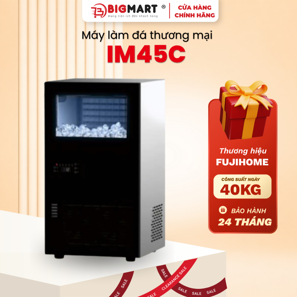 Máy làm đá thương mại kèm lọc nước UF Fujihome IM45C