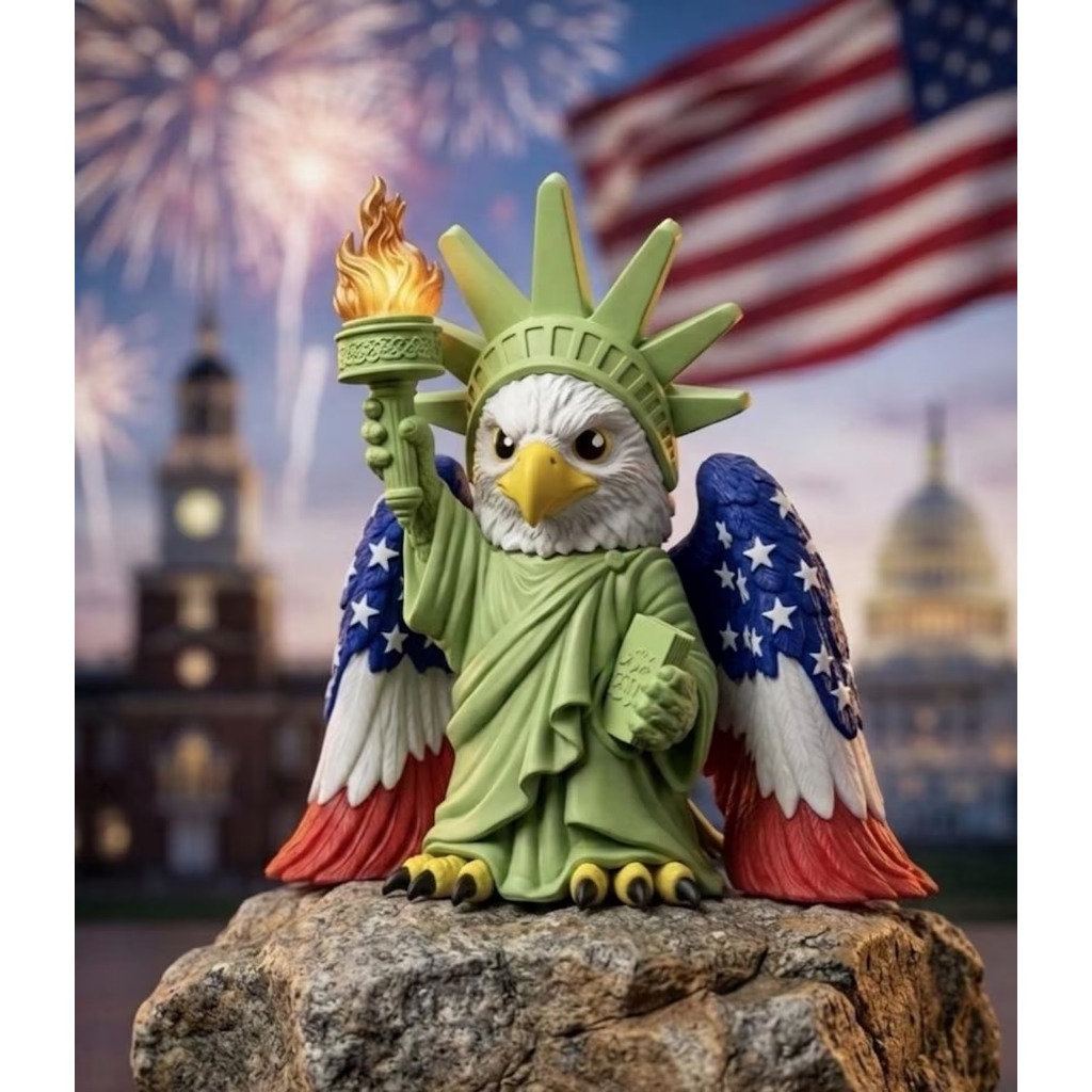 Liberty Eagle Figurine 250 Years of America | 3D Printed Bald Eagle Statue of Liberty Desk Toy