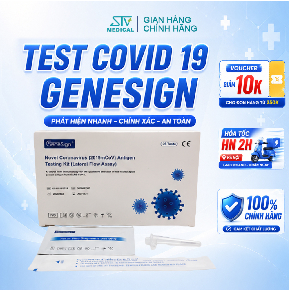 Test COVID Tại Nhà Genesign - Que Test Nhanh COVID Chính Hãng Độ Nhạy Cao