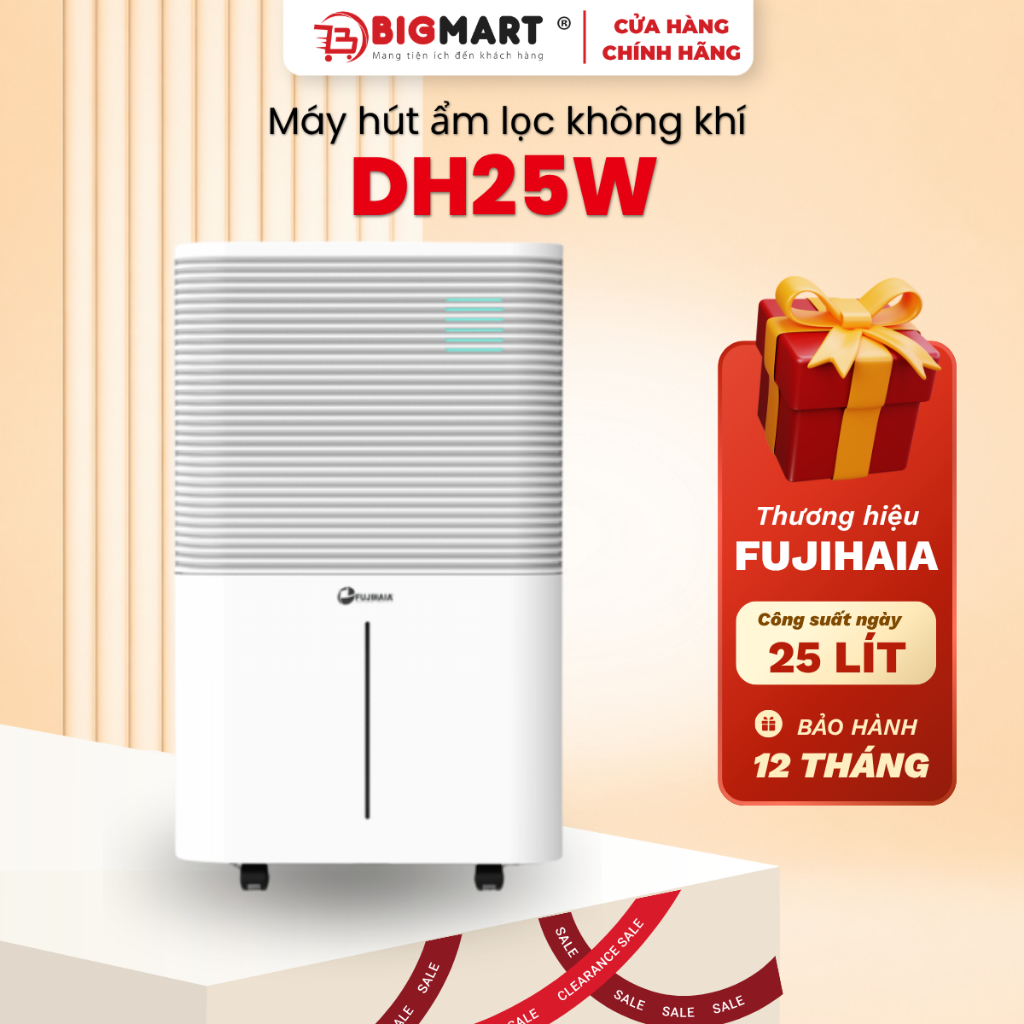 Máy hút ẩm kèm lọc không khí 25L Fujihaia DH25W