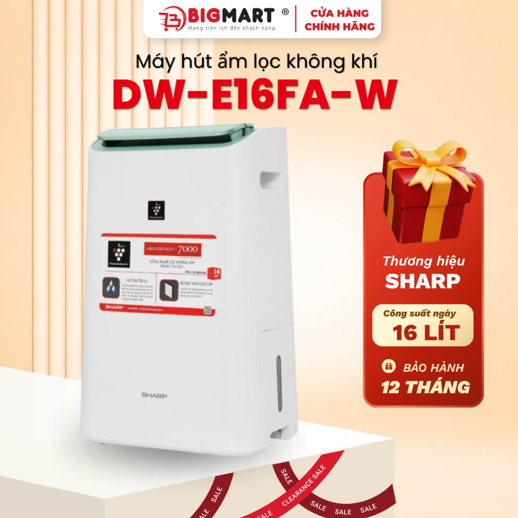 Máy hút ẩm lọc không khí Sharp DW-E16FA-W