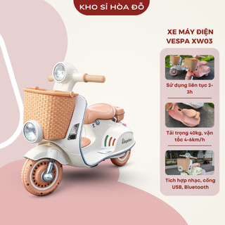 Xe Máy Điện Vec Pa có giỏ XW03 Có Đèn Nhạc, Tặng Kèm Sạc, Cổng Sạc USB