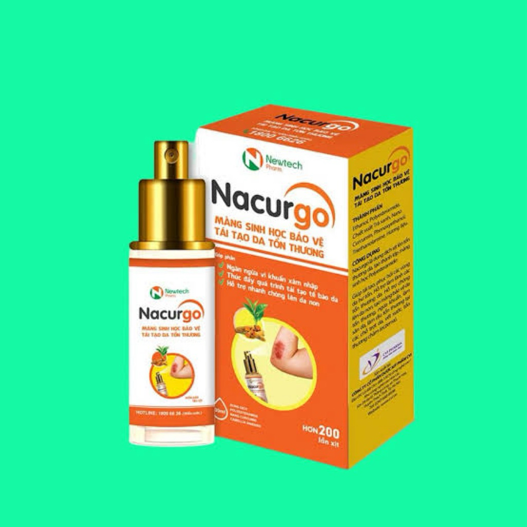 Dung dịch xịt tạo màng sinh học Nacurgo bảo vệ da tổn thương (12ml)