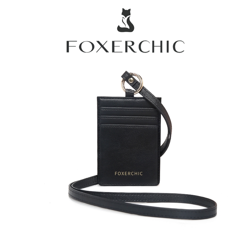 FOXERCHIC Ví Đựng Thẻ Nhỏ Gọn Nhiều Khe Thẻ Kèm Dây Đeo Dài Chứa Thẻ Tên Đi Làm