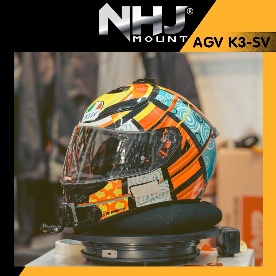 NHJ Mount gắn camera lên cằm cho fullface K3 - K3SV tặng kèm đế NHJ dây bảo hiểm actioncam