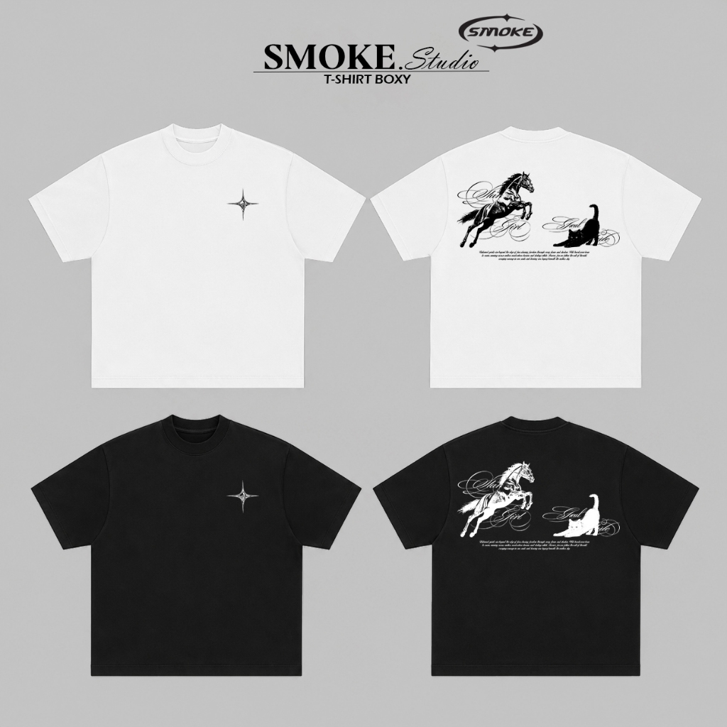 Áo thun Vintage Boxy 230GSM Smoke Tee I SMOKE.Stu I Boxy Fit Cotton 100%