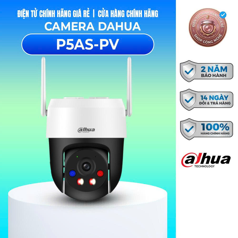 Dahua Wifi Ngoài Trời P5AS-PV 5MP Mã Mới - Hàng Rào Ảo, Khu Vực Cấm - Xoay 360 - Đàm Thoại 2 Chiều B