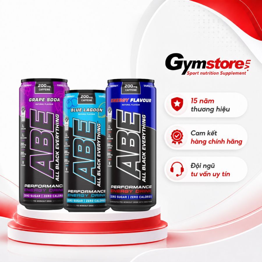 Lon nước tăng lực Applied ABE Energy Performance, Pre-Workout 330ml Hỗ Trợ Hiệu Suất, Tăng Cường Tỉn
