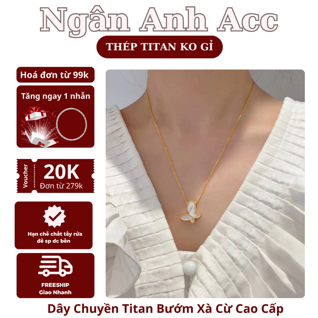 Dây chuyền titan nữ Saly - Ngân Anh Acc trang sức titan cao cấp không gỉ, phụ kiện vòng cổ hồ điệp x