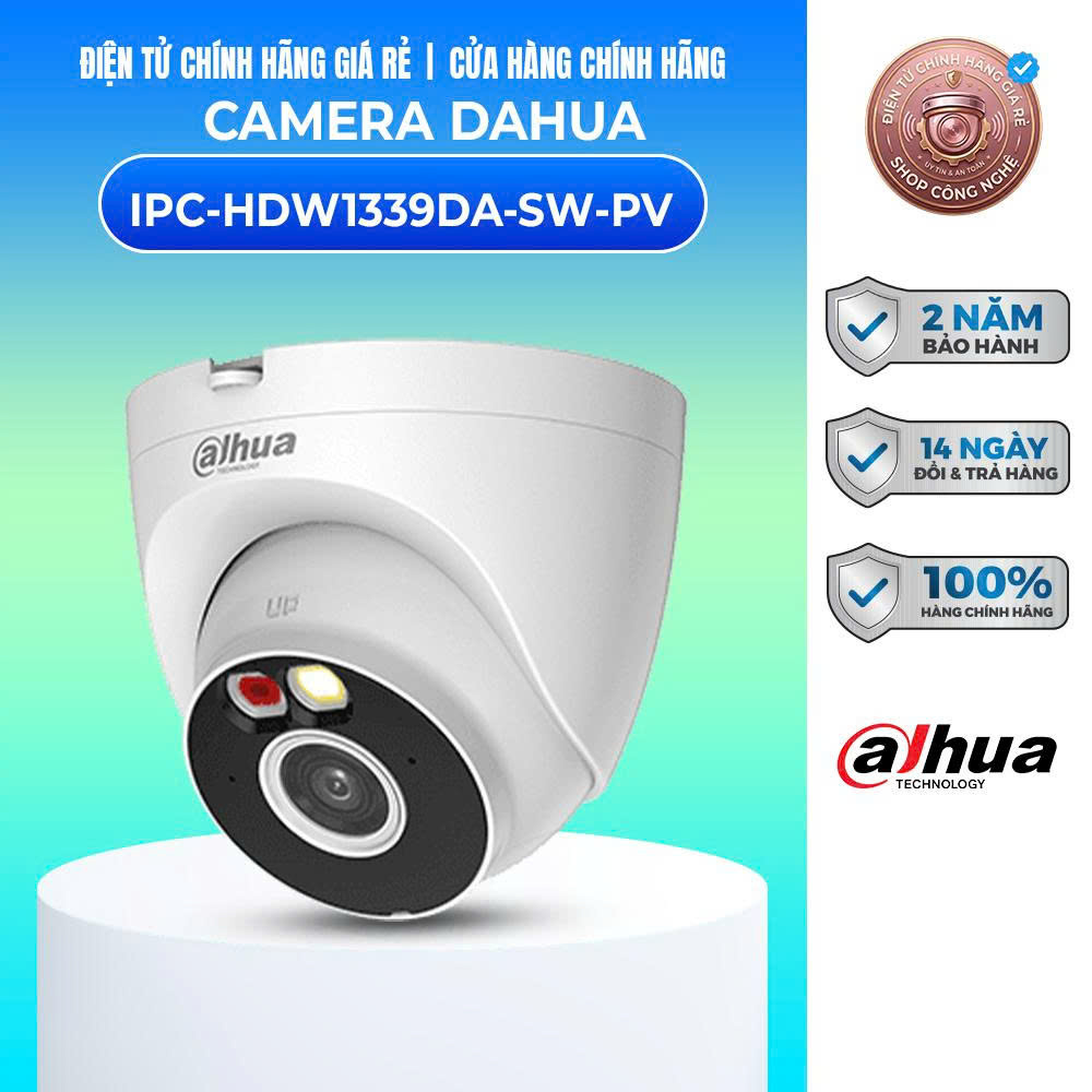 Camera Wifi DAHUA DH-IPC-HDW1339DA-SW-PV Turret 3MP - ĐÀM THOẠI 2 CHIỀU, HỒNG NGOẠI 30M - BẢO HÀNH C