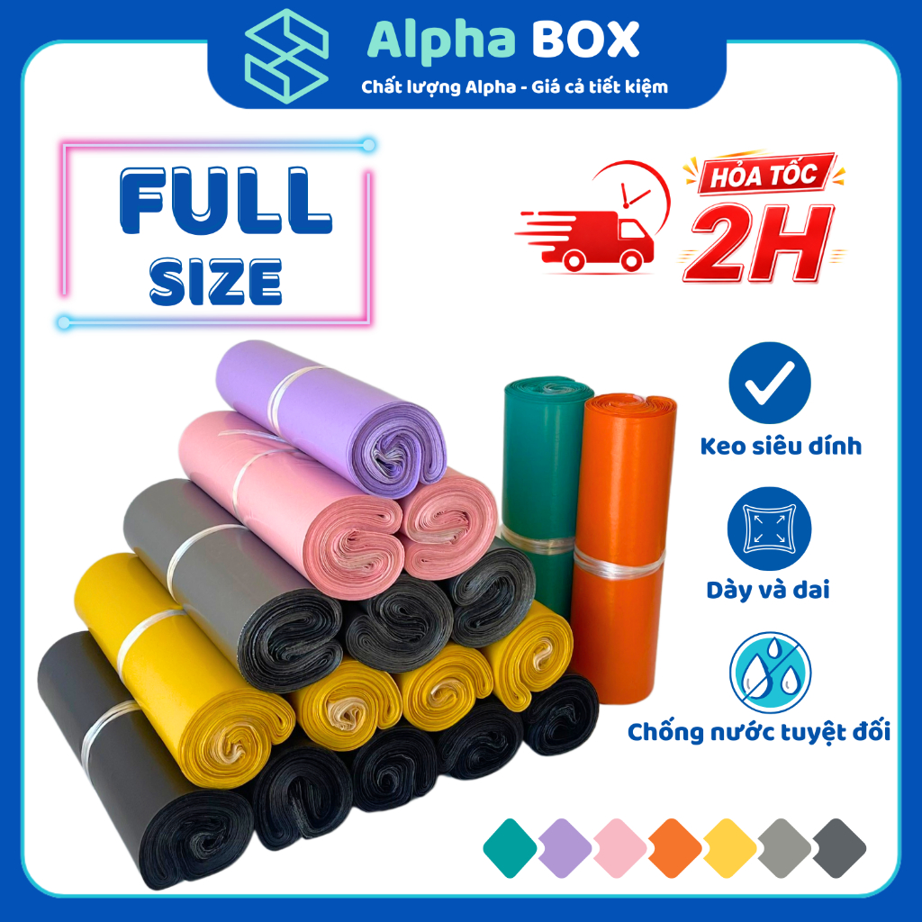 [ HỎA TỐC ] 1KG Túi niêm phong FULL SIZE nhiều màu, túi gói hàng sẵn keo siêu dính dày dặn giá rẻ tạ
