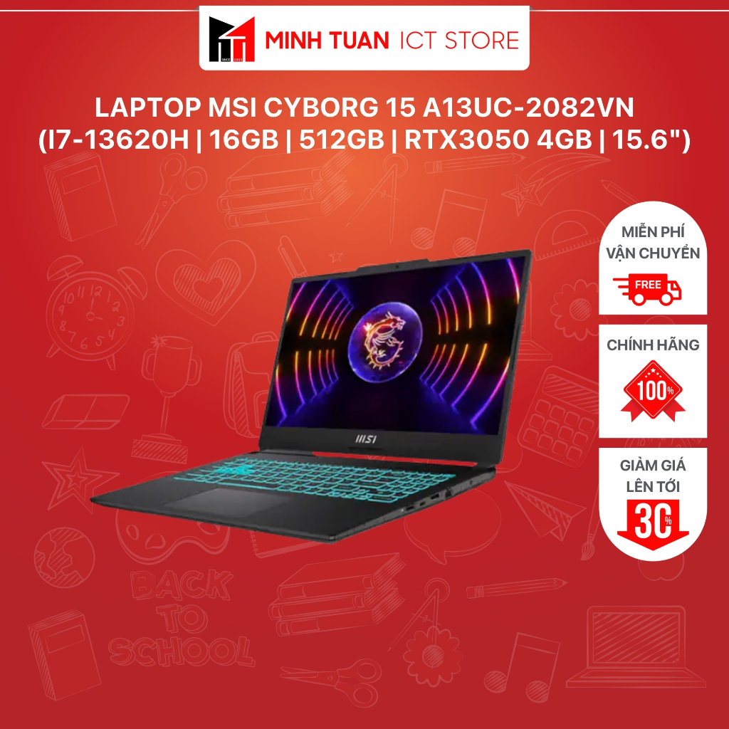 Laptop MSI Cyborg 15 A13UC-2082VN (i7-13620H | 16GB | 512GB | RTX3050 4GB | 15.6 inch)
