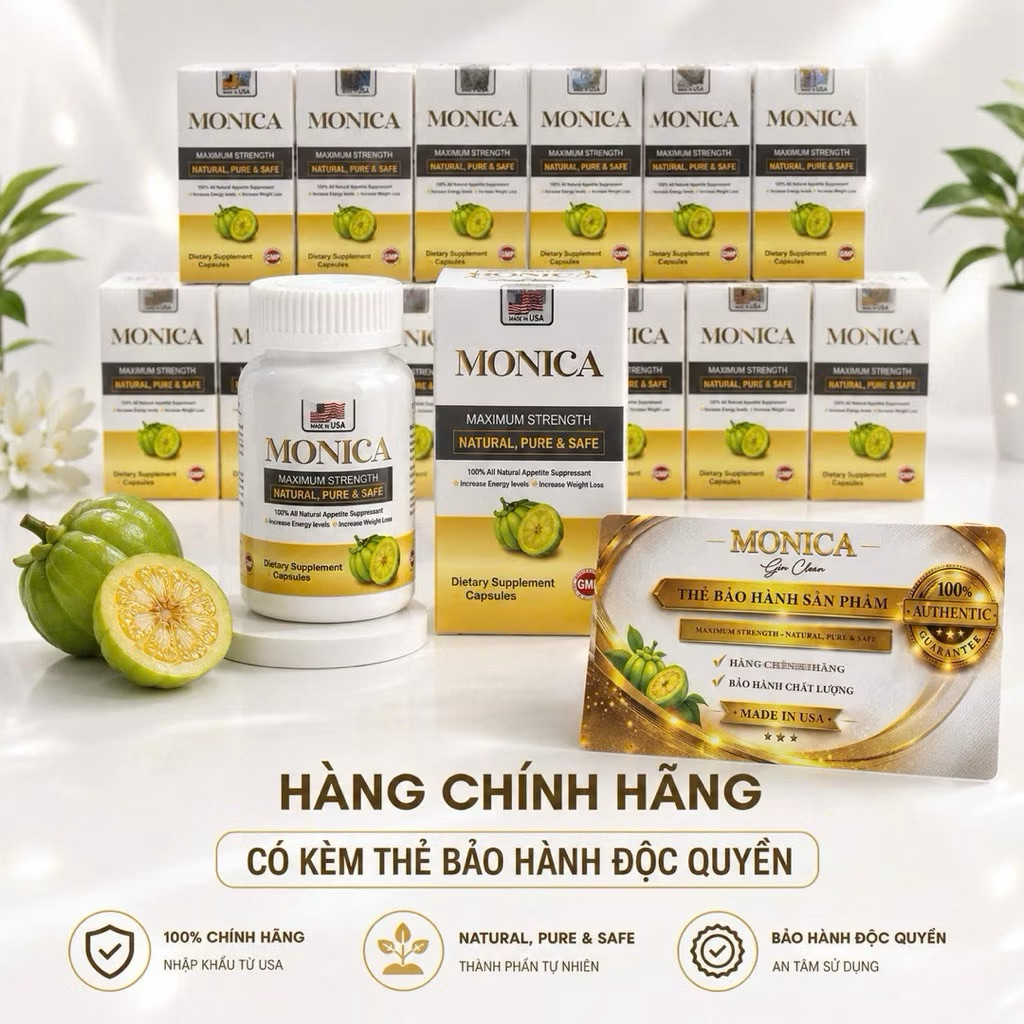 Đốt Mỡ Siết Cơ Gin Clean - Viên Uống Giảm Cân Monica Gin 30 Viên Mỹ
