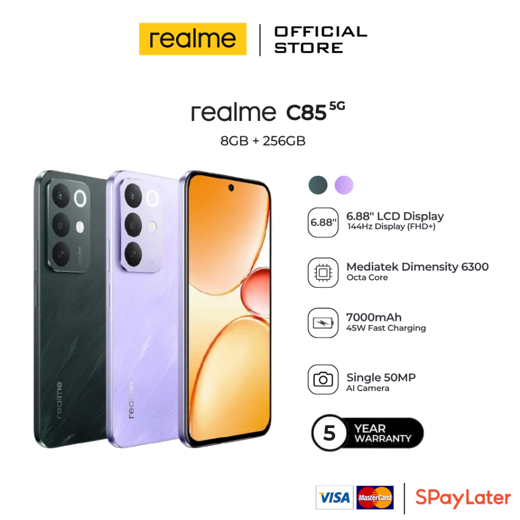 realme C85 5G 8GB/256GB | Dimensity 6300 | Pin Titan 7000mAh | Màn Hình 144Hz 1200nits | Camera 50MP