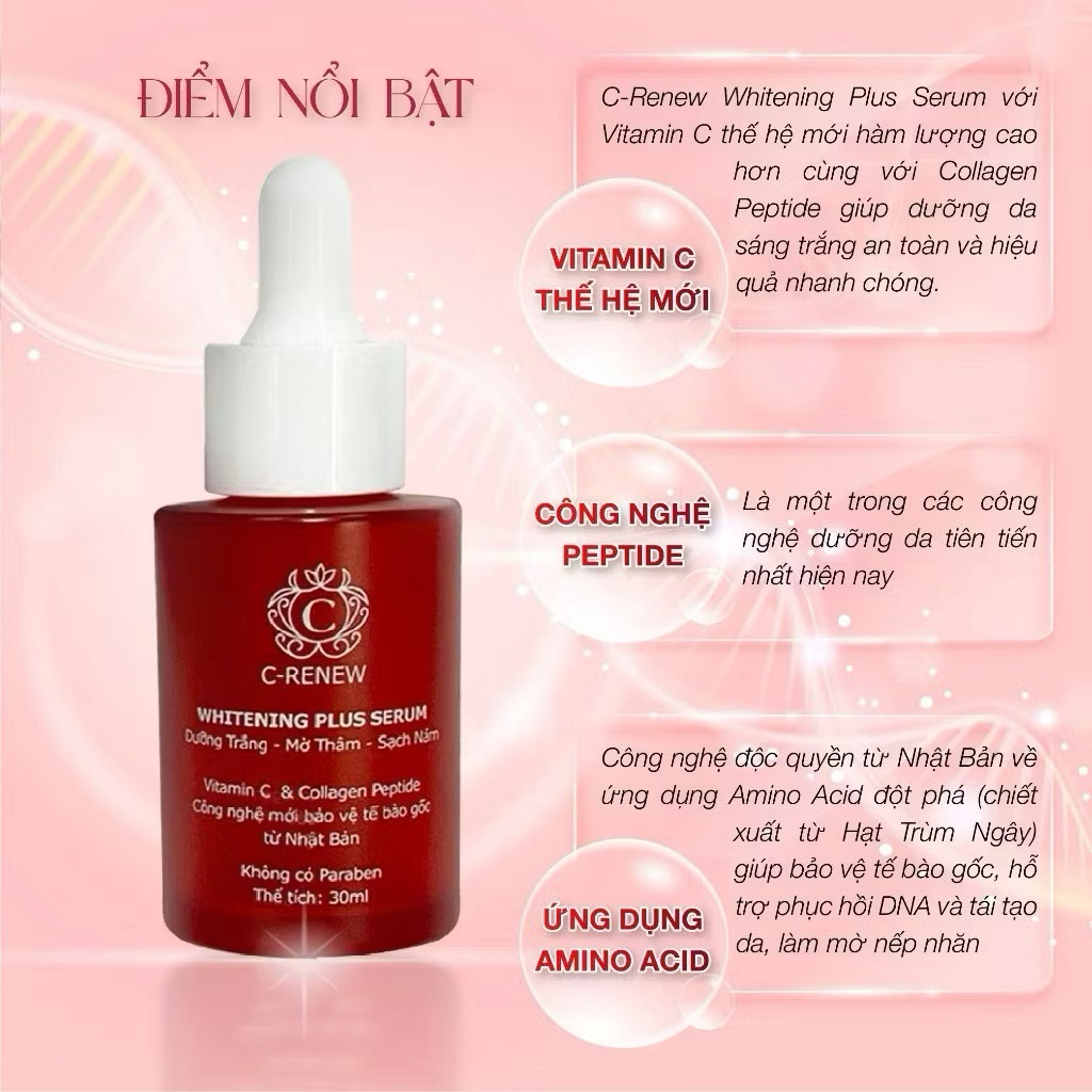 Serum Dưỡng Trắng Mờ Thâm Sạch Nám C-Renew Whitenting Plus Với Vitamin C,Collagen Peptide