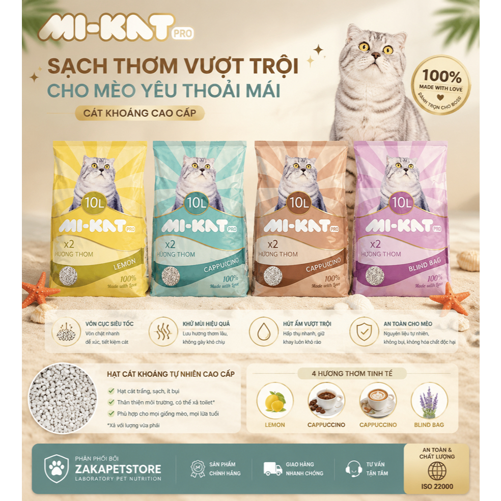 Cát vệ sinh cho mèo MIKAT 10L
