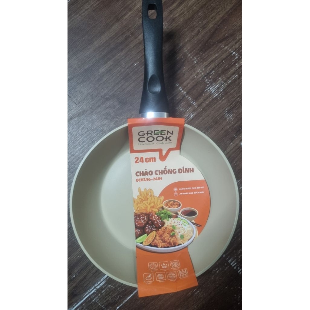 🍀CHẢO THÂN CAO 24CM Greencook