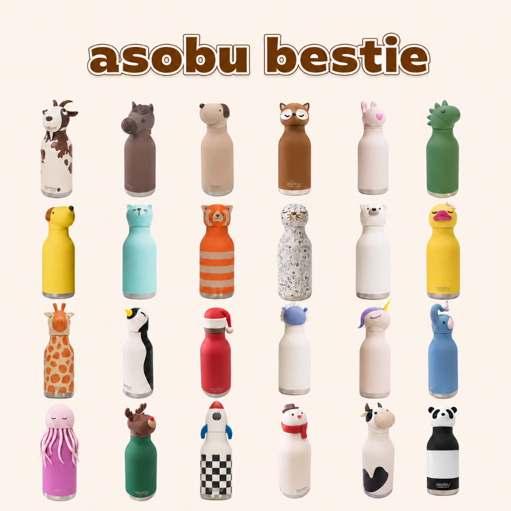 🦄 Bình giữ nhiệt Asobu Bestie Bottle 460ml hình thú 3D có ống hút silicone