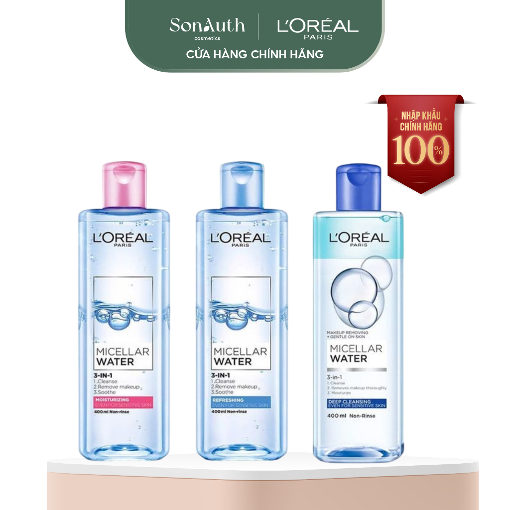 [NHẬP KHẨU] Nước tẩy trang làm sạch sâu/cấp ẩm L'Oreal Make Up Remover Micellar 400ml