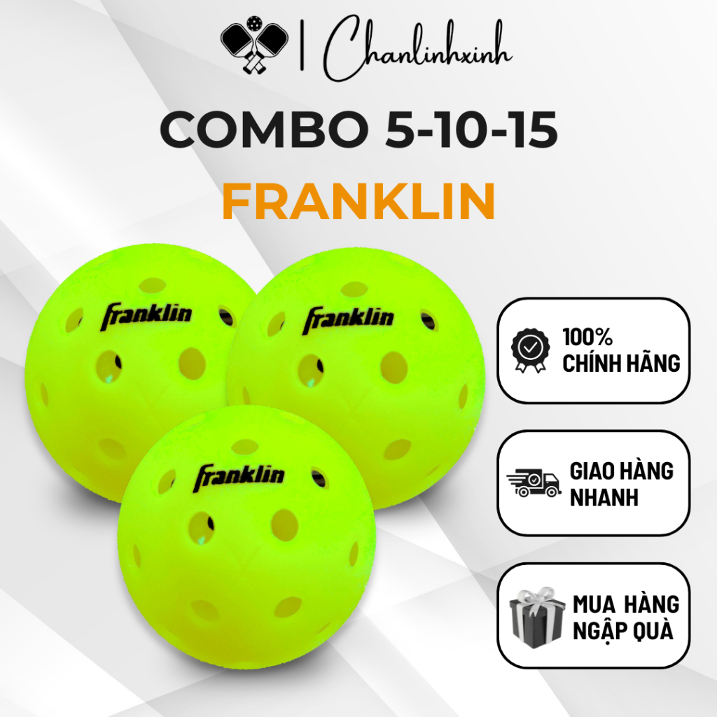 [TRỢ GIÁ] Combo 5/10/15 Bóng Pickleball Franklin X40 Outdoor – 40 Lỗ Chuẩn Thi Đấu, Bền, Ổn Định