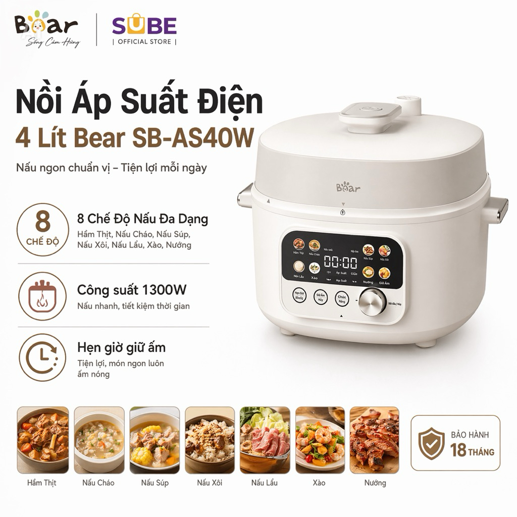Nồi Áp Suất Điện 4 Lít Bear SB-AS40W