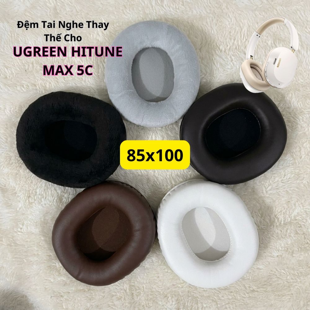 Cặp Đệm Tai Nghe Thay Thế UGREEN HiTune Max 5C - Ốp Tai Da PU & Vải Siêu Êm 85x100mm