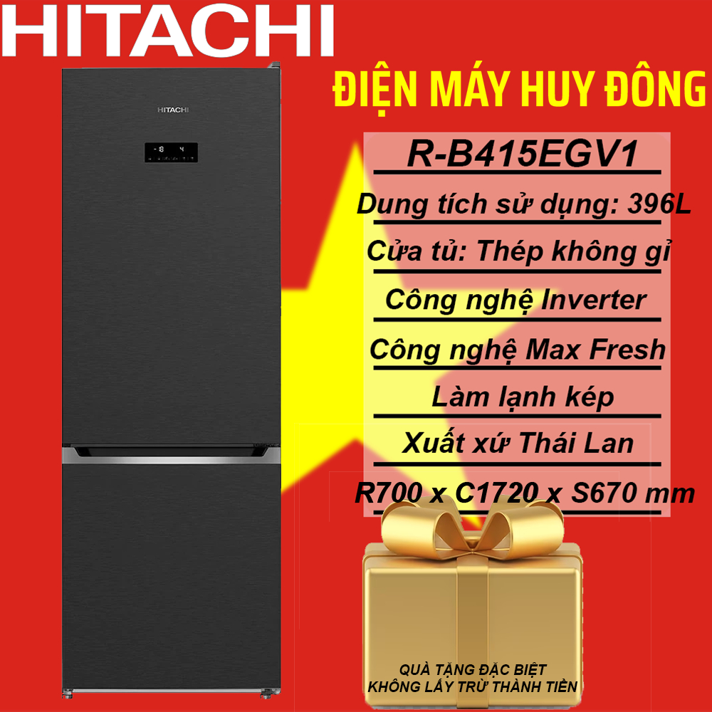 Tủ Lạnh HITACHI 2 Cánh Ngăn Đông Dưới 396L R-B415EGV1