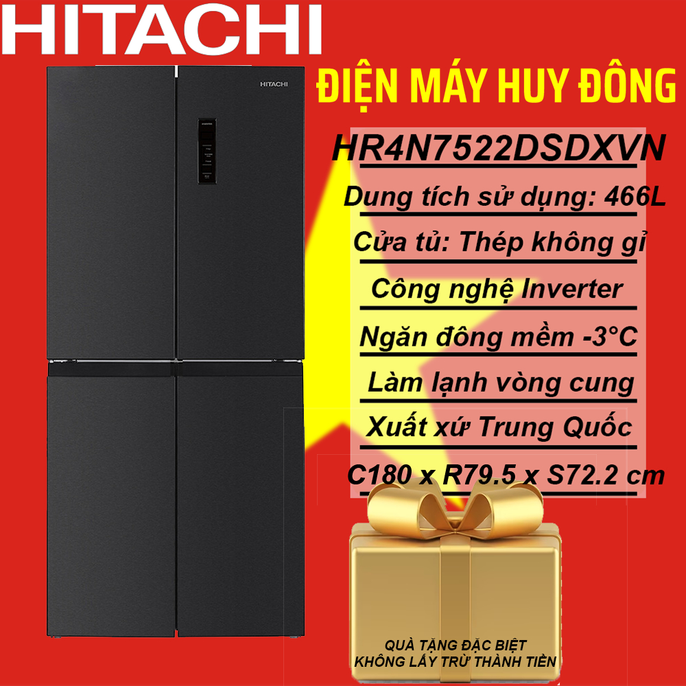 Tủ lạnh Hitachi Inverter 466 lít Multi Door HR4N7522DSDXVN
