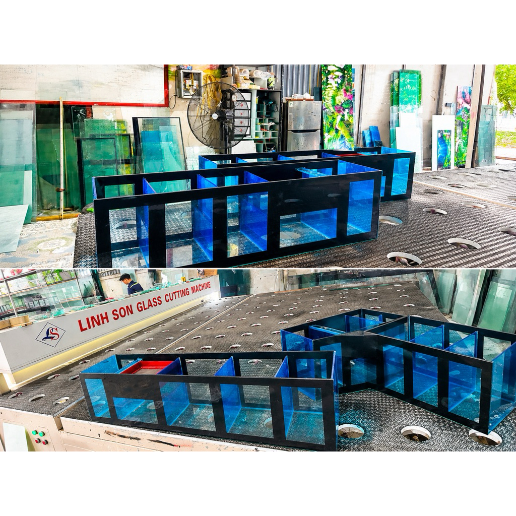 Lọc tràn trên cho bể cá từ 60cm tới 1m2, có khe đỡ giàn mưa, khay tách phân