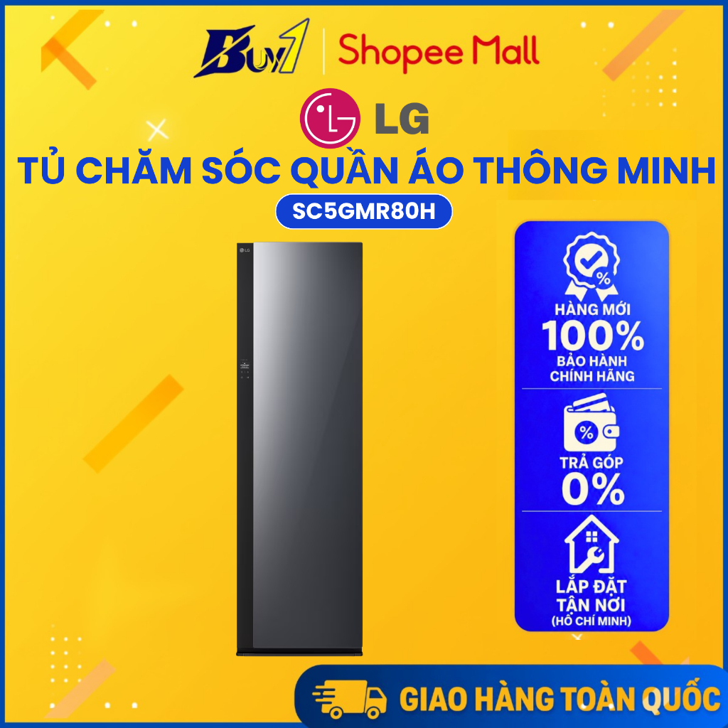 SC5GMR80H - Tủ chăm sóc quần áo thông minh LG Styler Inverter 5 móc SC5GMR80H - Hàng chính hãng
