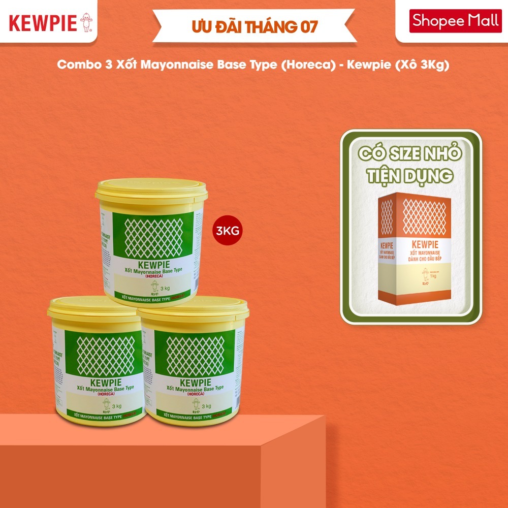 Combo 3 Xốt Mayonnaise Base Type (Horeca) - Kewpie (Xô 3Kg)