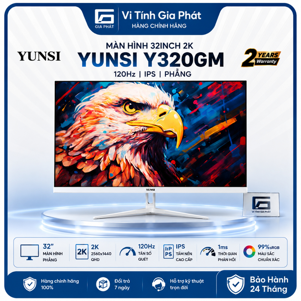 Màn hình 32inch 2K Yunsi Y320GM Phẳng (180hz / 120Hz / 100Hz, 1ms, 2K QHD, IPS) - Chính hãng bảo hàn