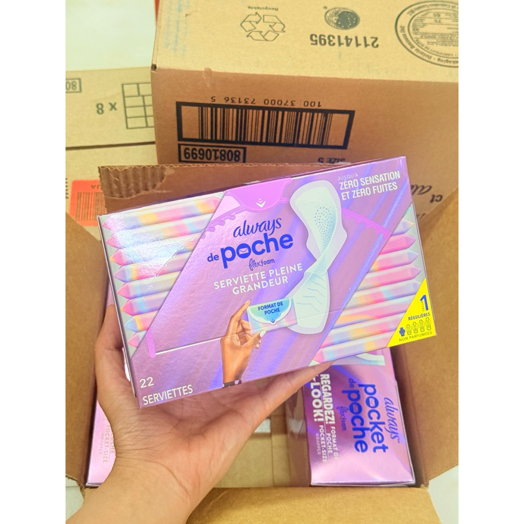 [ USA ] Băng vệ sinh Always Pocket Size 1 - 22 Miếng (Always de Poche FlexFoam)