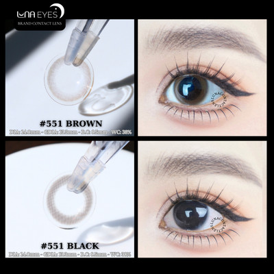 [6 tháng] Lens mắt 551 Black màu đen nhạt tự nhiên, size nhỏ, thương hiệu LUNA EYES