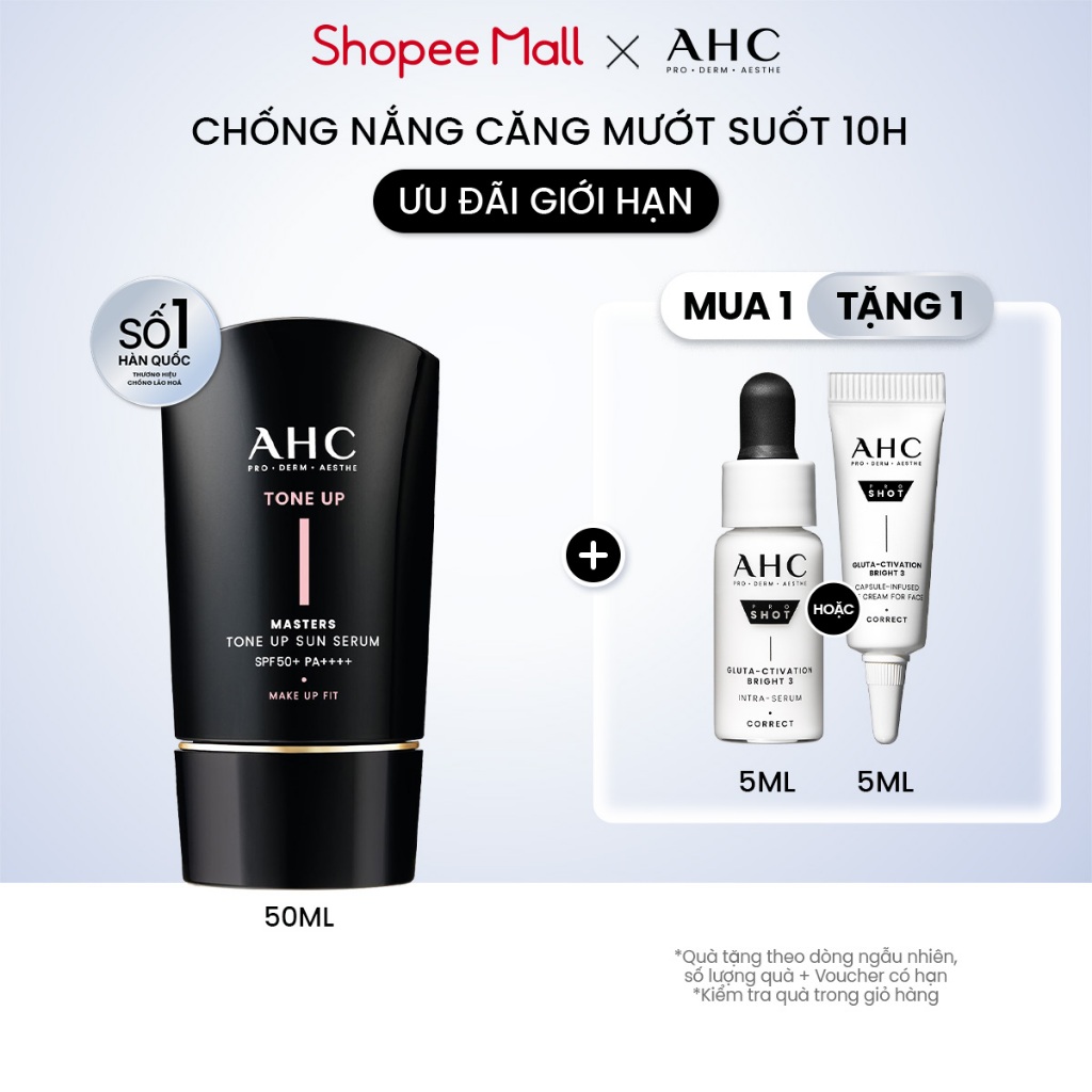 [Hàng mới về] Serum Chống Nắng Hiệu Chỉnh Sắc Da, Nâng Tone Chuẩn Hàn (50 ml) AHC MASTERS TONE UP SU