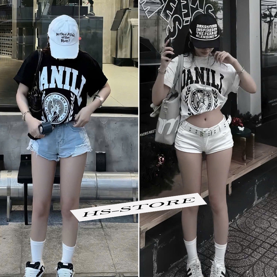 Áo thun DANI chất liệu cotton unisex nam nữ Hs_store from rộng tay lỡ