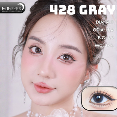 [6 tháng] Lens mắt 428 Gray màu xám tự nhiên, không viền, size nhỏ - thương hiệu LUNA EYES