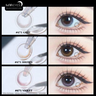 [6 tháng] Lens mắt 671 Gray màu xám filter, viền xám nhạt tự nhiên, size nhỏ - thương hiệu LUNA EYES