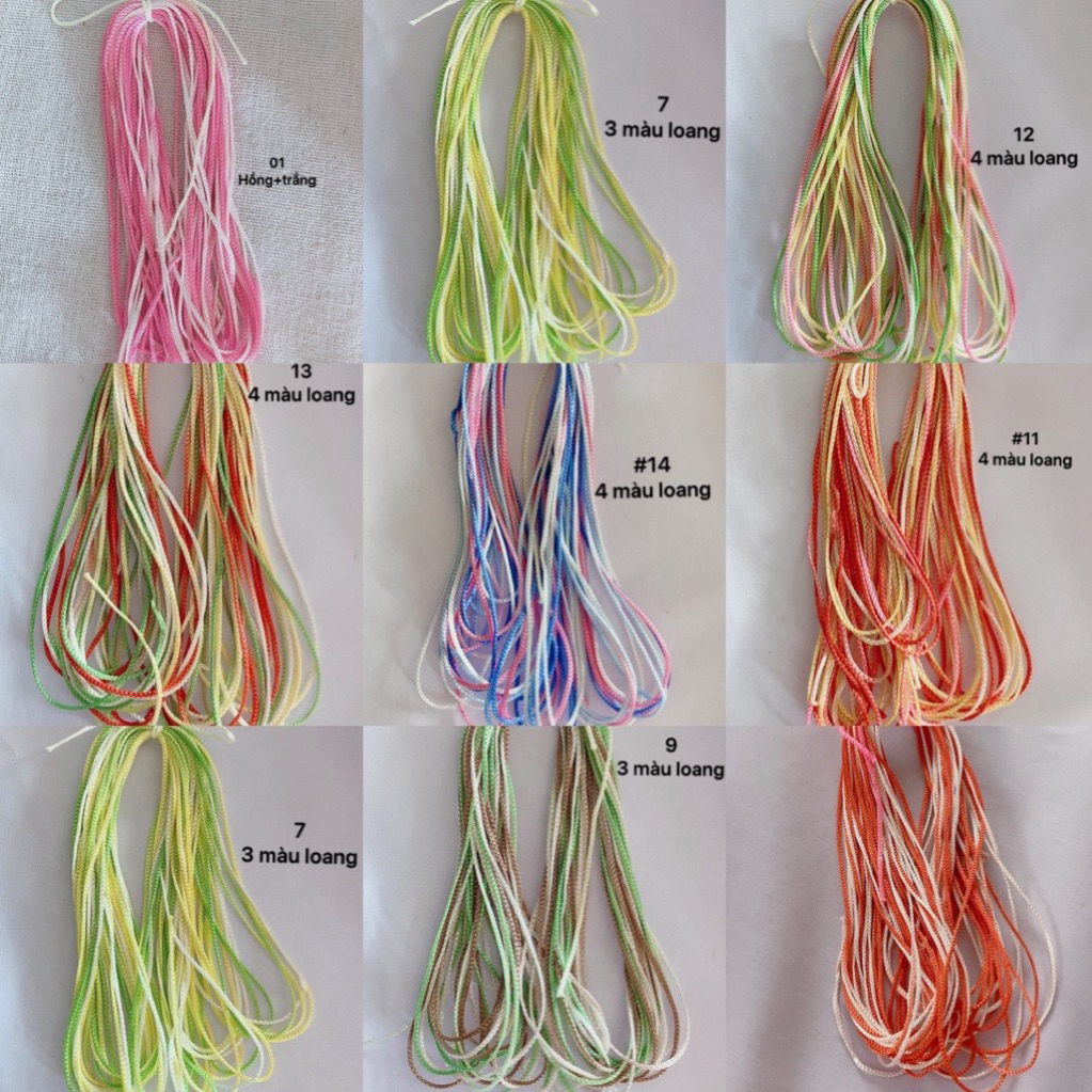 10 mét dây chỉ dù 1mm màu loang phụ kiện cho vòng tay handmade