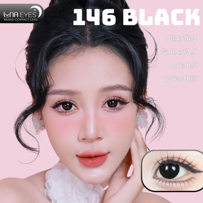 [6 tháng] Lens mắt 146 Black màu đen viền hoa tự nhiên giãn tròng, size vừa, thương hiệu LUNA EYES