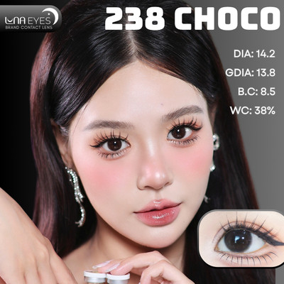 [6 tháng] Lens mắt FB-238 Choco màu nâu socola có viền tự nhiên, size vừa - thương hiệu LUNA EYES