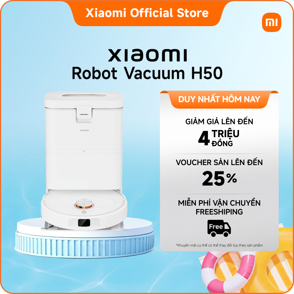 Robot hút bụi Xiaomi H50 | Điều khiển thông minh| Lực hút mạnh 10,000 Pa| Lau xoay tốc độ cao