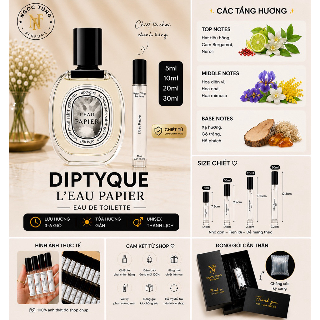 Nước Hoa Chiết Diptyque Chính Hãng | L’eau Papier EDT | Tamdao EDP | Doson EDP | Orpheon EDP | Fleur
