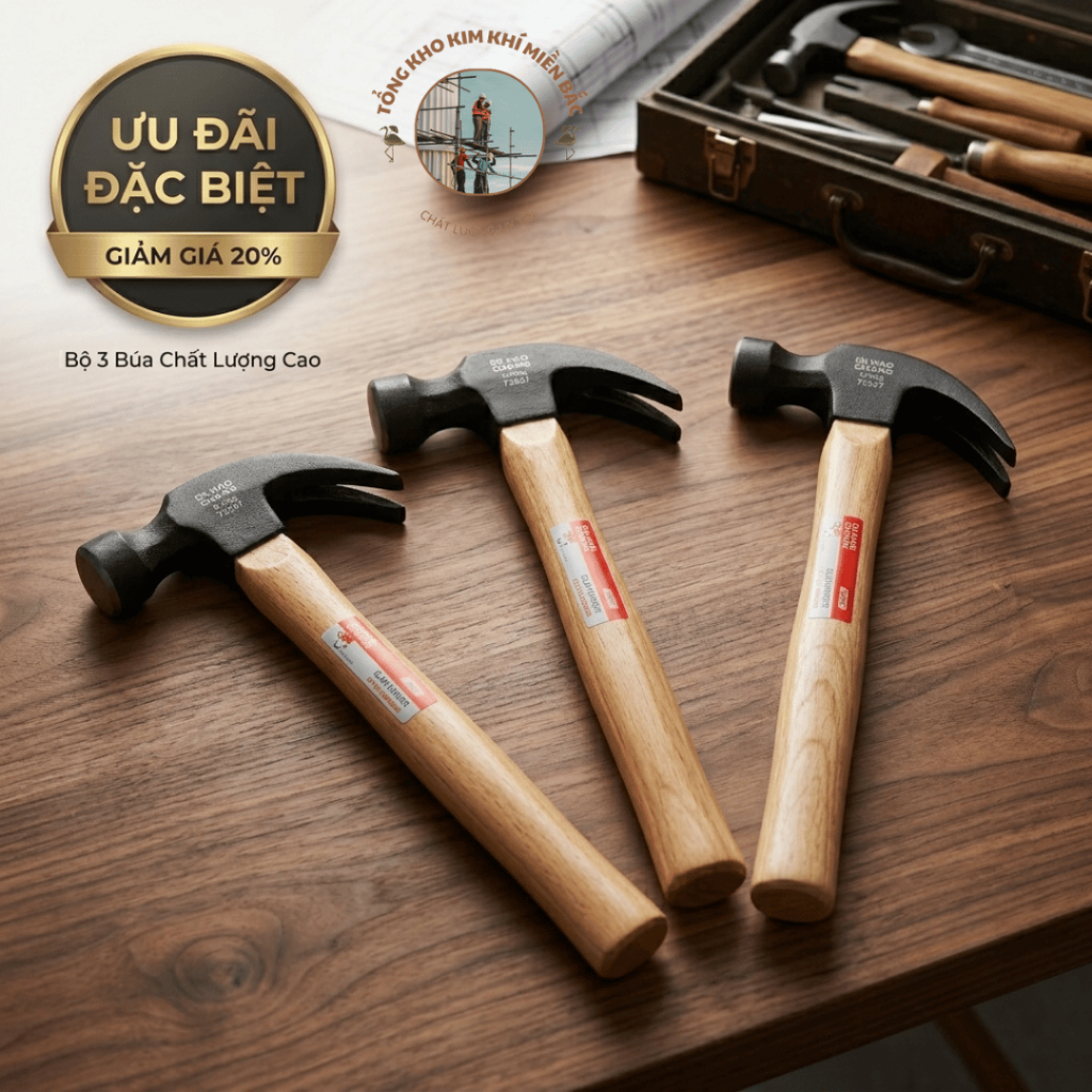 Búa, búa dóng đinh, búa cao su, búa đóng đinh chống trượt, búa cán gỗ