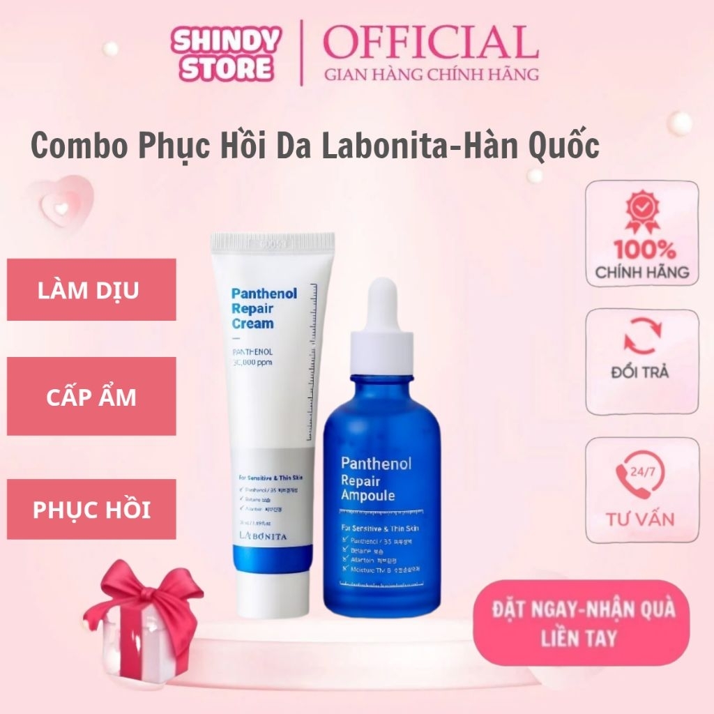 [Tặng Quà ] B5 Labonita Hỗ Trợ Cấp Ẩm, Phục Hồi, Làm Dịu Da [Kem Dưỡng Panthenol Repair B5 50ml+Seru