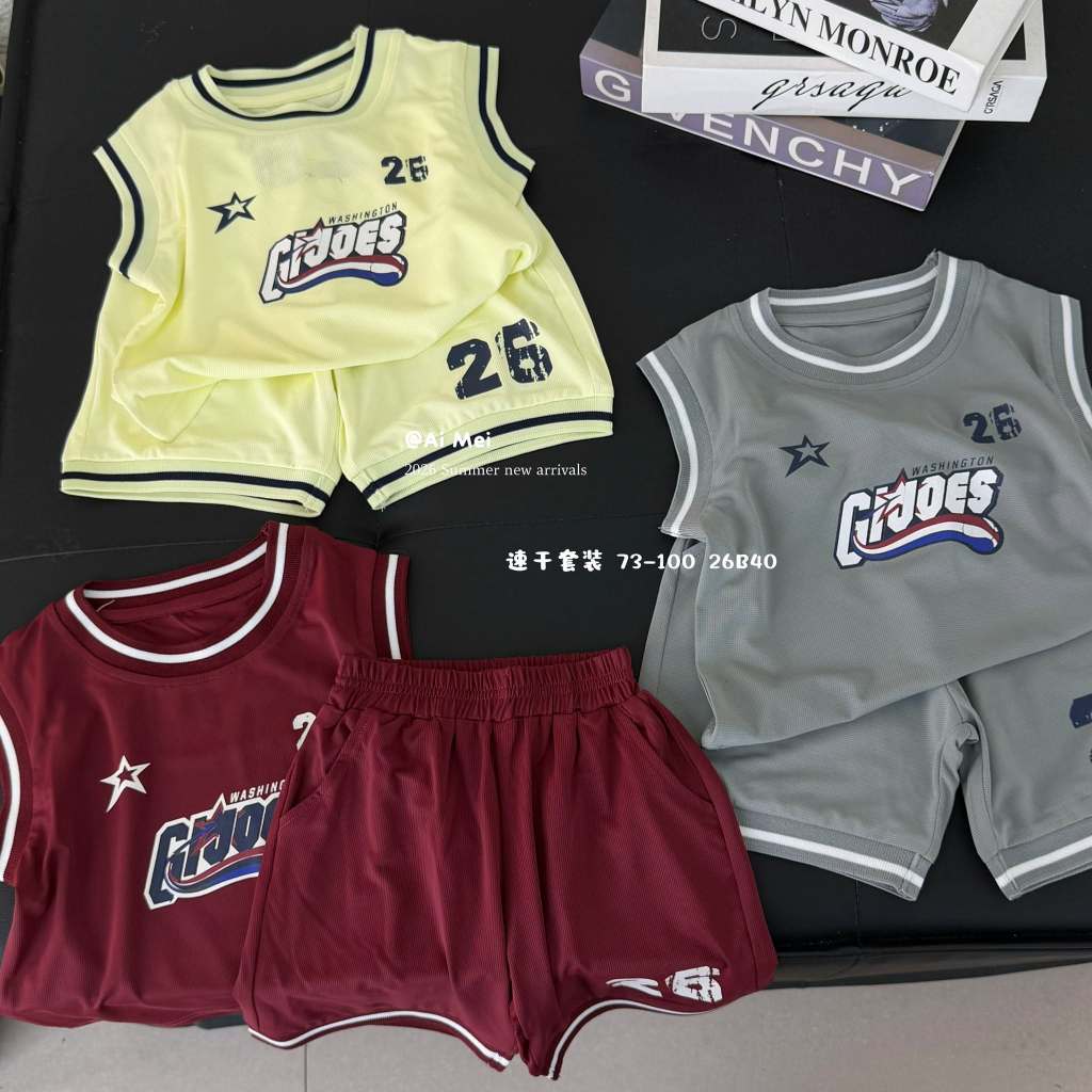 Bộ đồ thể thao ba lỗ Aimei size 73-100 cho bé