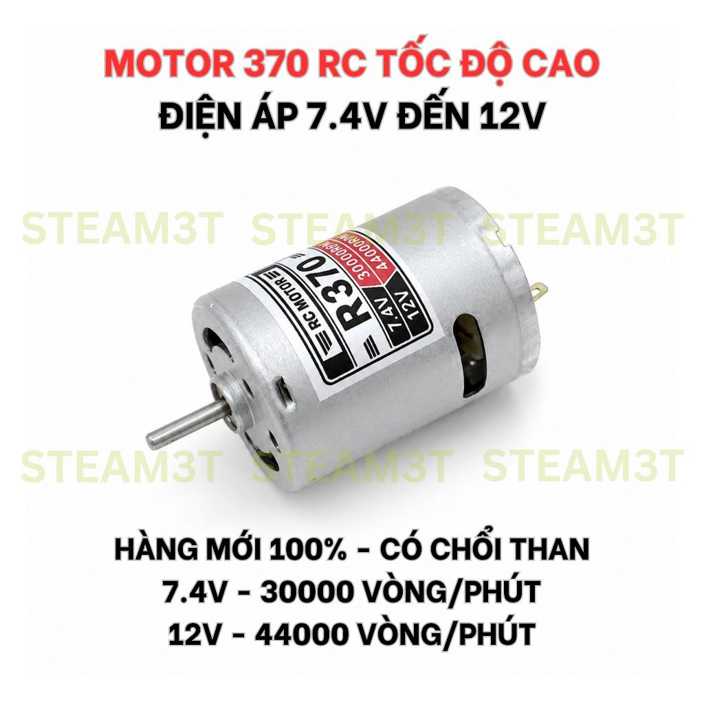 Motor mô tơ DC 3v - 7.4v - 12v 370 tốc độ cao 33000 44000 RPM dùng DIY cho tàu xe mô hình - LK0222